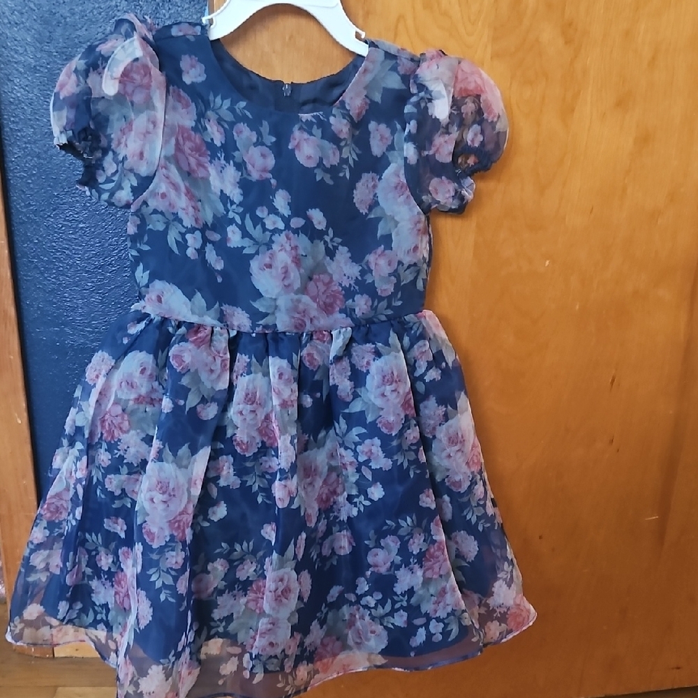 Floral Blue and Pink Kids Dress